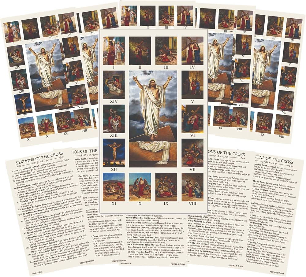 Stations of the Cross Lg Holy Card