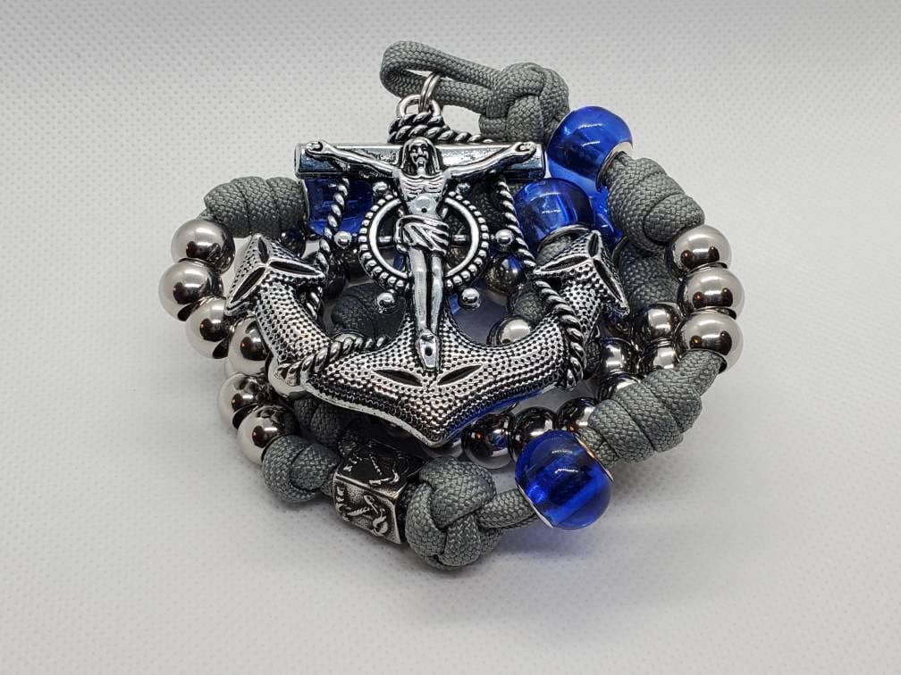 Catholic Rosary w/Anchor Crucifix - Nautical Hope Theme (Mariner Rosary)